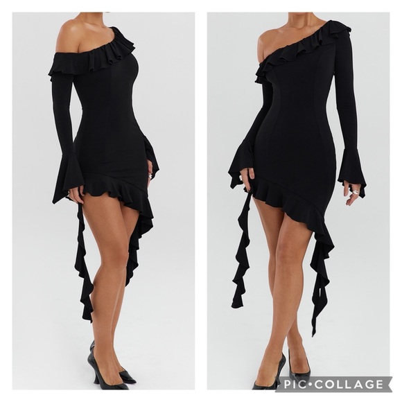 House of CB Dresses & Skirts - 🎀NEW MISTRESS ROCKS  black ruffle mini dress medium